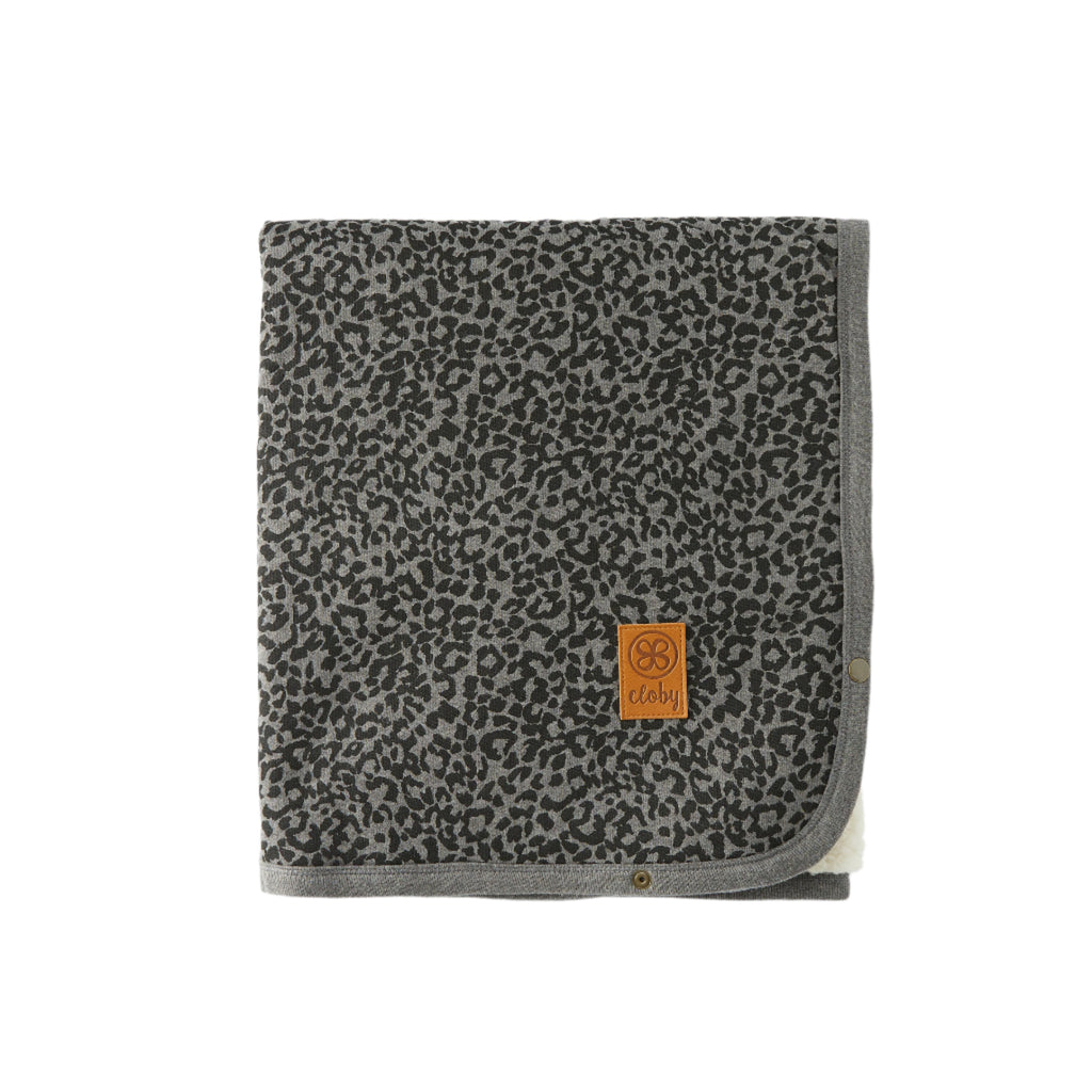 Cloby Teddy Decke Leopard Grey