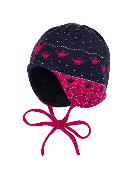 MAXIMO - Baby Mütze Krone Navy Pink
