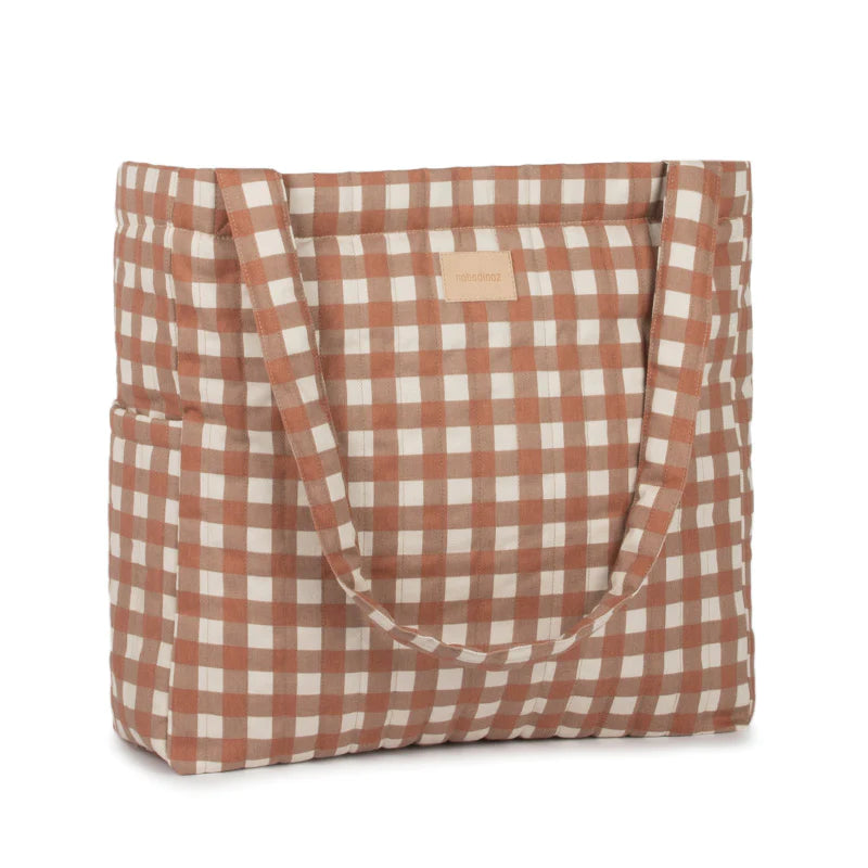 Nobodinoz - Diaper Bag Shopper Hyde Park Terracotta Checks