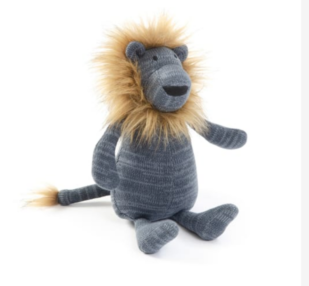 SMALLSTUFF - Strick Kuscheltier Löwe mit Mähne Blau