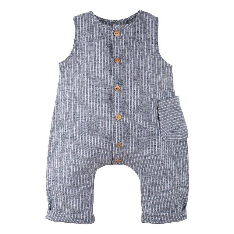 PURE PURE - Baby Dungarees Linen Navy