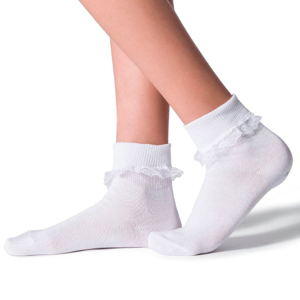 FALKE - Čipkane čarape romantično bijele