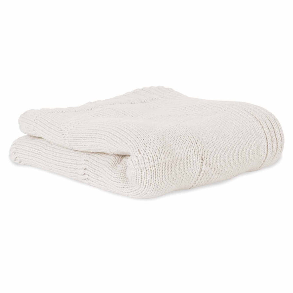 Bonjour Bébé - Coperta lavorata a maglia per bebè in cotone biologico Ivy Offwhite 90 x 70 cm