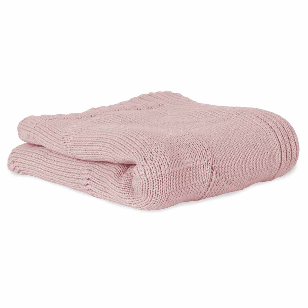 Bonjour Bébé - Coperta lavorata a maglia per bebè in cotone biologico Ivy Pink 90 x 70 cm