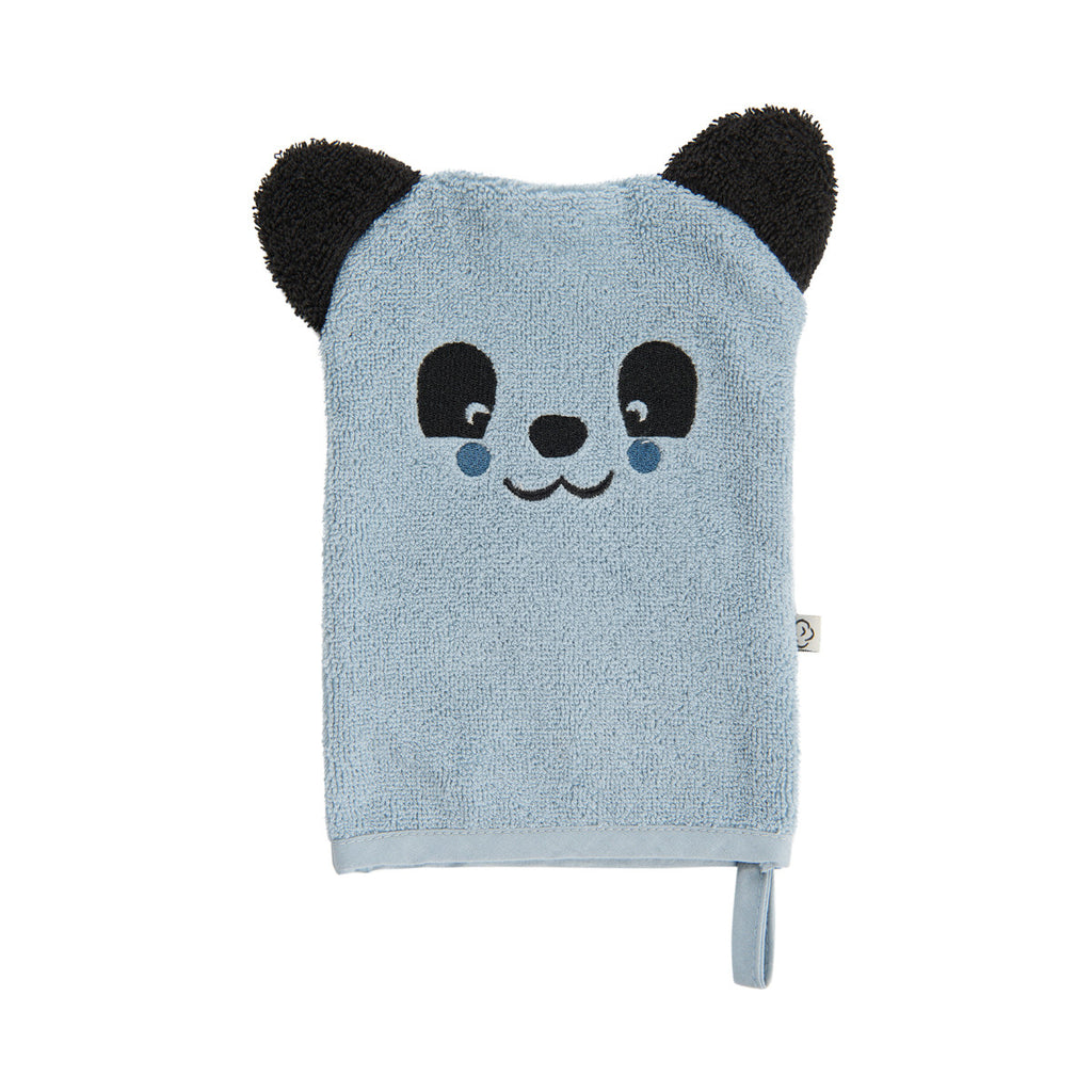PIPPI - Panda washcloth organic cotton Celestial Blue 14 x 21 cm