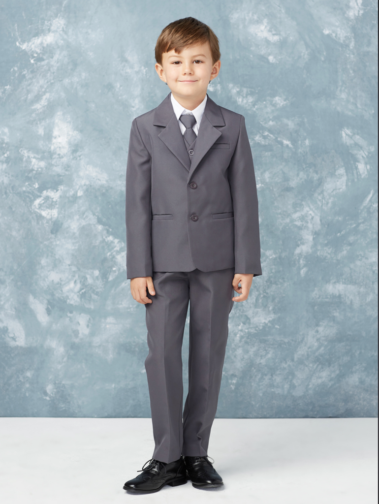 Anzug Diego 5-teilig mit Weste und Krawatte grau