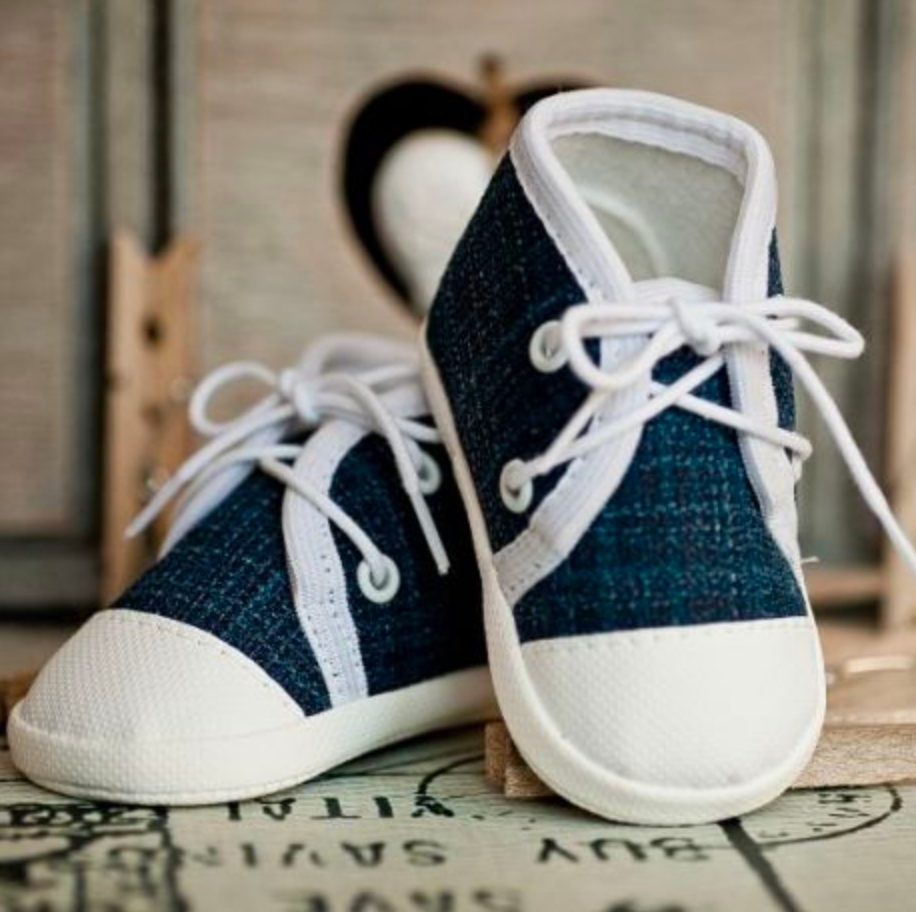 Zapatos Henry para niño con look vaquero blanco/azul