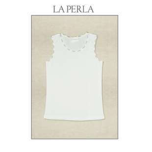 LA PERLA  - Unterhemd Graziella weiss & grau melilert 51305