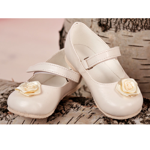 Shoes with satin rose - Belinda light beige