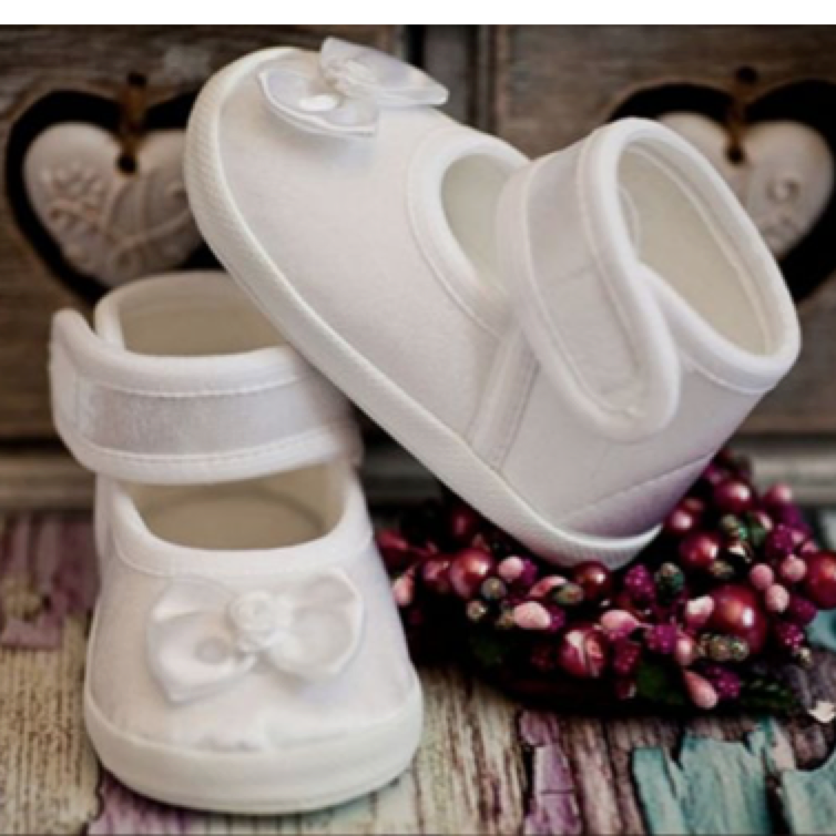 Christening shoes Angelina with white satin bow