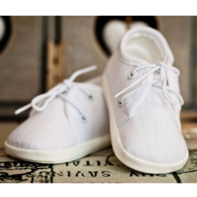 Cipele za krštenje Samuel za dječake u lanenom izgledu bijele boje