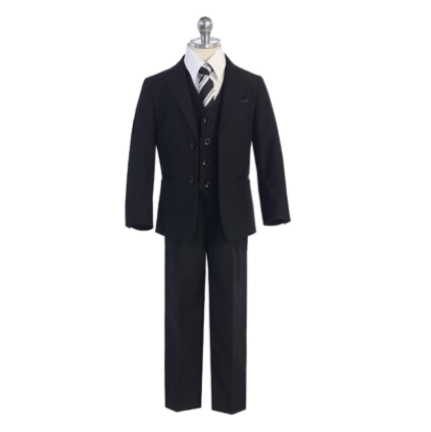 Suit Dante with vest and tie black, 5-piece