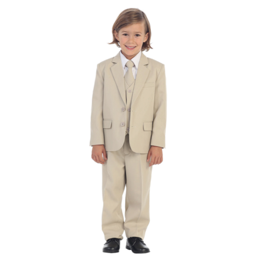 Levy kostum 5-copë me jelek dhe kravatë bezhë