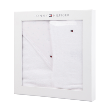 Tommy Hilfiger - Комплект дитячих банних рушників зірка з мочалкою - білий/блакитний
