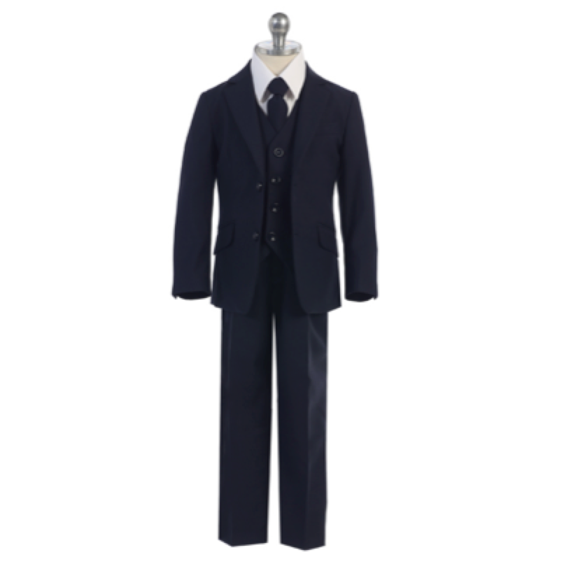 Luca 5-piece suit with waistcoat and tie, dark blue