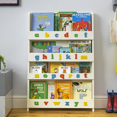 Tidy Books - Bibliotecă pentru copii cu litere mici în alb crem