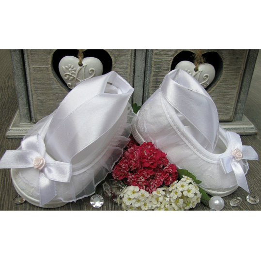 Christening shoes Carmen with white satin bow