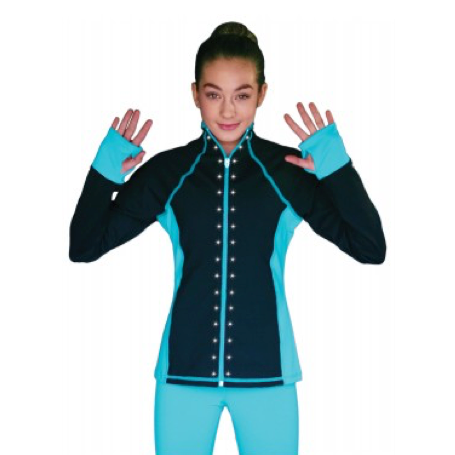 CHLOE NOEL - Elite Suppex figure skating jacket with Swarovski black / turquoise