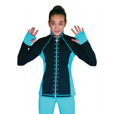 CHLOE NOEL - Veste de patinage artistique Elite Suppex avec Swarovski noir / turquoise