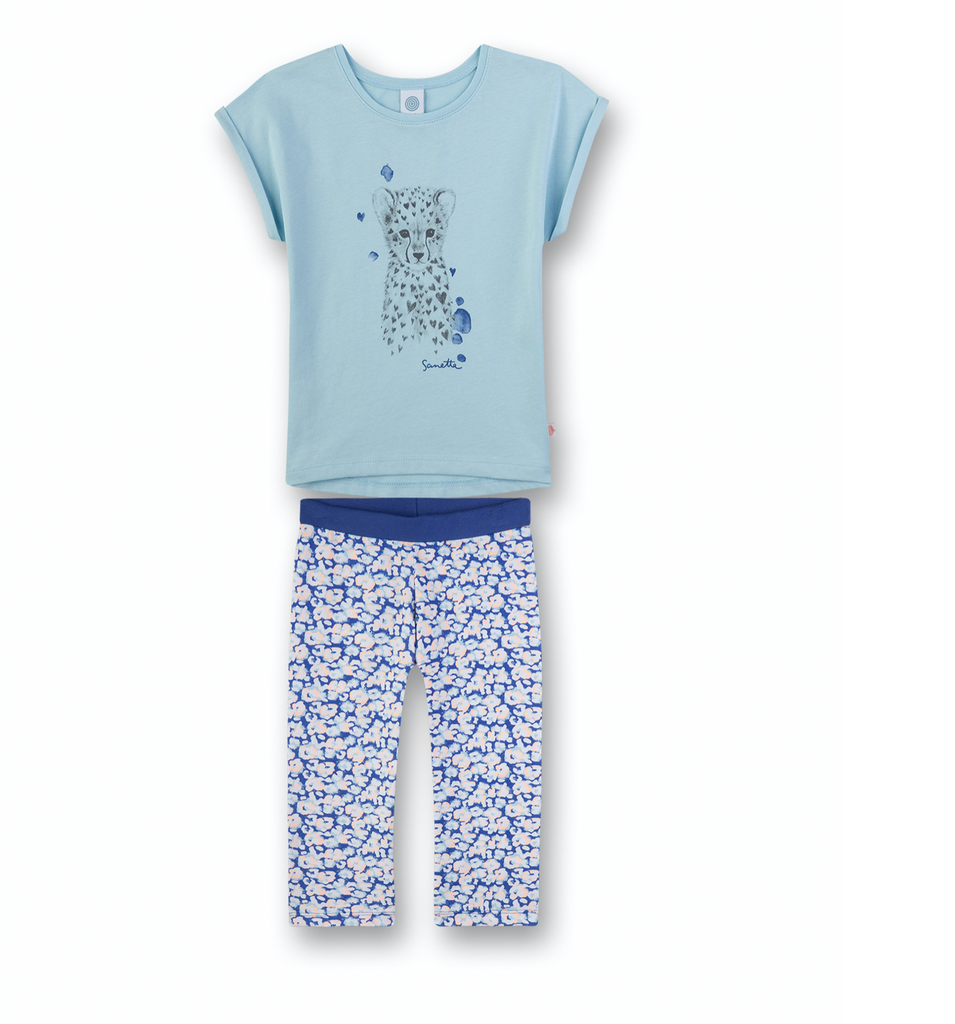 SANETTA - Pijama corto niña Leo Love azul claro
