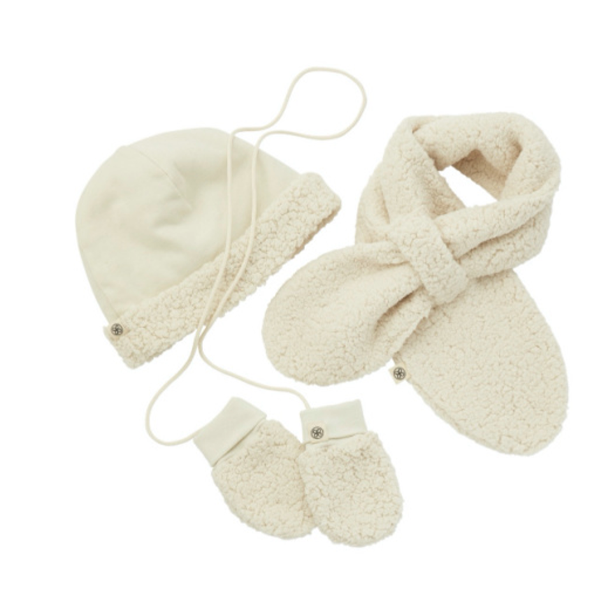 CLOBY - Teddy Set, Scarf Hat Mittens Off White