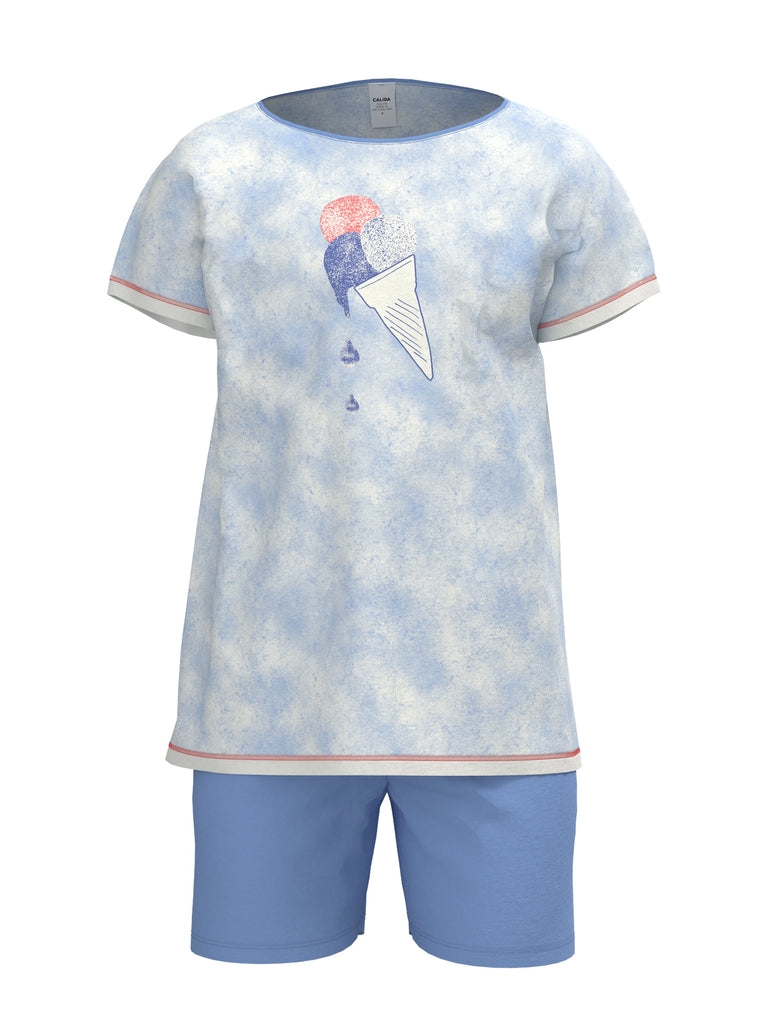 Calida pijama niña manga corta Icecream vista azul 392 52077