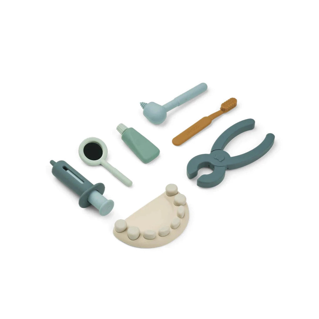 LIEWOOD - Zahnarzt Spielset Frank 100% Silikon Blue Multi Mix