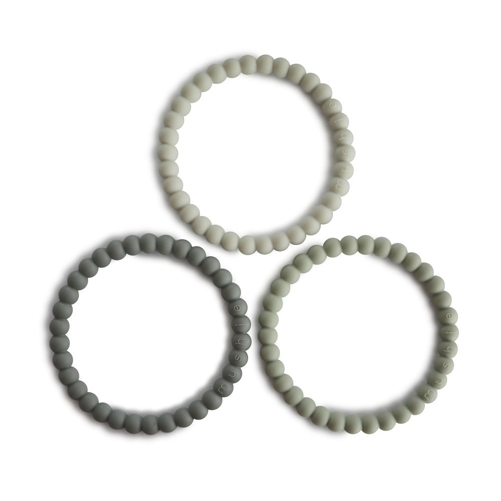 MUSHIE - Silicone Beissring Teether Green Tea/Cool Gray/Sea Salt 3er Set