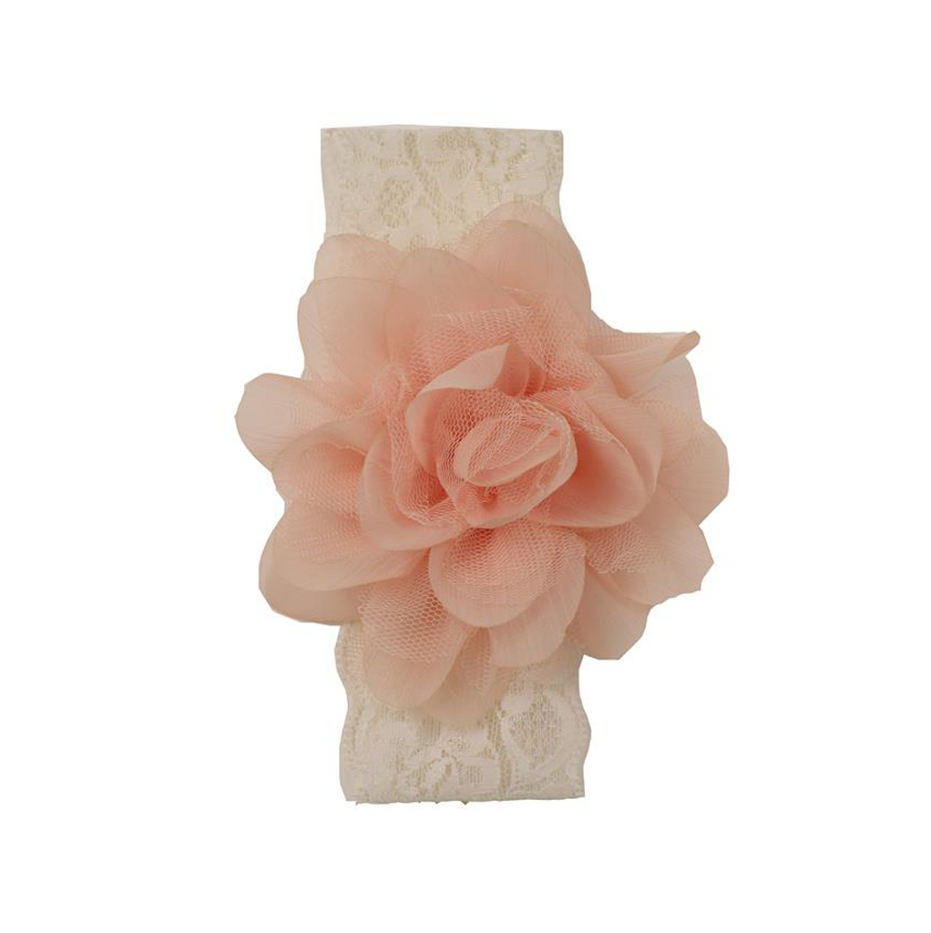 Bandeau élastique Tessa avec application de fleurs Dusty Rose