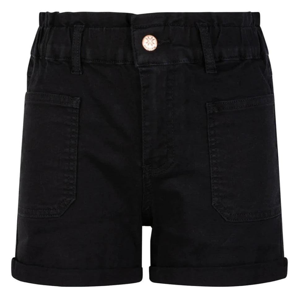 Indian Blue Jeans Girls Paperbag Shorts Black Denim 6010