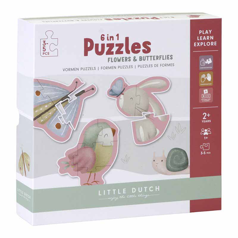 LITTLE DUTCH - Puzzle 6 u 1 cvijeće i leptiri FSC LD4760 DSC