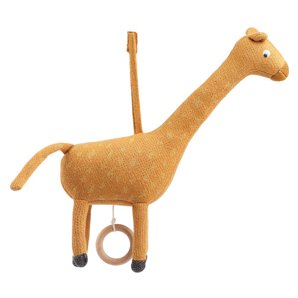 LIEWOOD - Spieluhr Angela Giraffe Mustard Bio Baumwolle 16 x 16 cm
