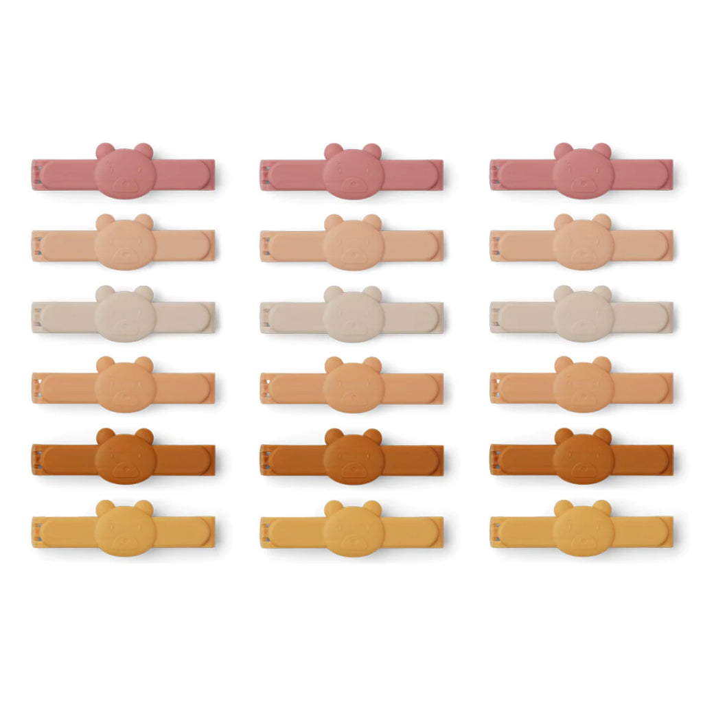 LIEWOOD - Verschlussklammern Bag Clips Gonzo 18er Pack Mr Bear Rose Multi Mix