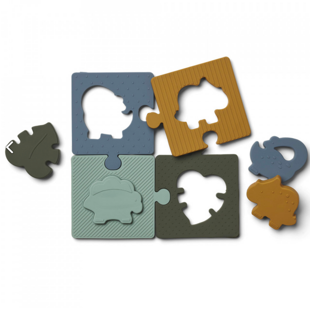 LIEWOOD - Bodil Puzzle Dino Azul Multi Mix 100% silicona