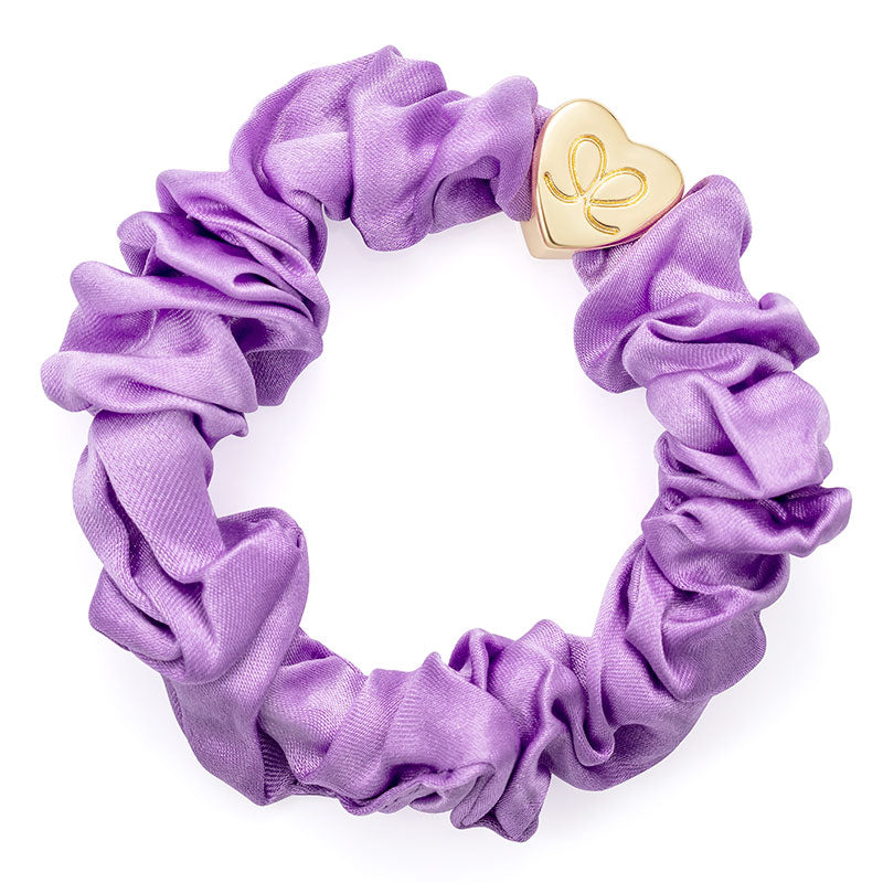 byEloise - Scrunchie in seta con cuore in oro con fascia a bracciale - Lilla