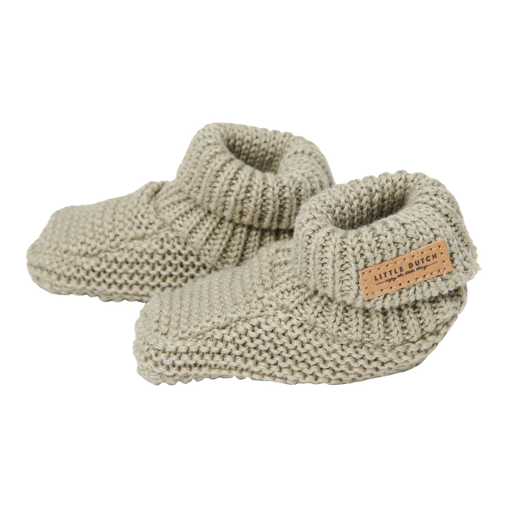 Knitted baby shoes Little Dutch olive