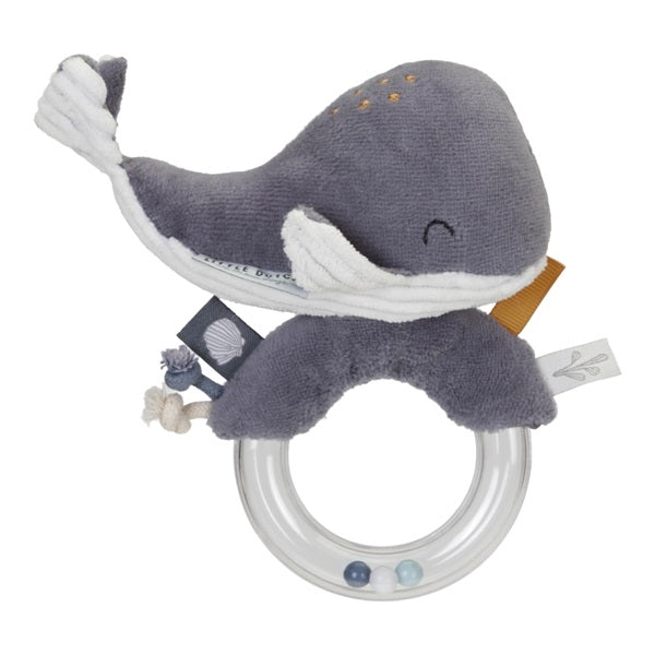 LITTLE DUTCH - Cuddly toy ring rattle whale Ocean Blue LD4858
