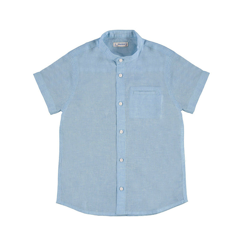 Майорська сорочка світло-блакитна хлопчик з коміром Мао 3119
