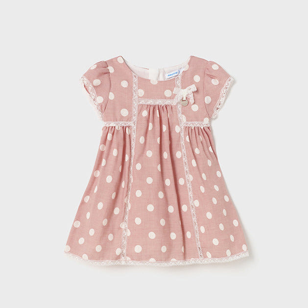 Mayoral Babygirl dress with dots and lace 1946 pink