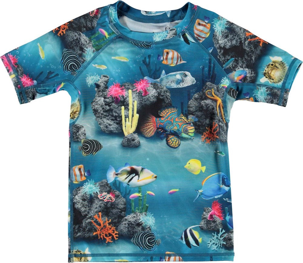 Molo Badeshirt Boy 8S22P206 6443 Ocean Linging Neptune