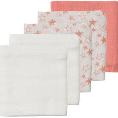 NAME IT - Pack of 5 muslin cloths Nuscheli white and apricot