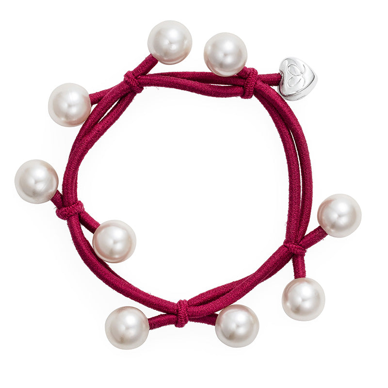 byEloise - Bracciale rigido con perle a grappolo - Borgogna