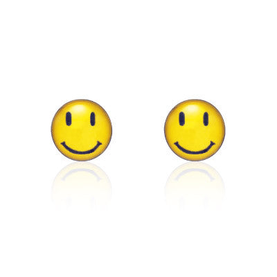 STUDEX - Pendientes de botón con motivo Happy Face