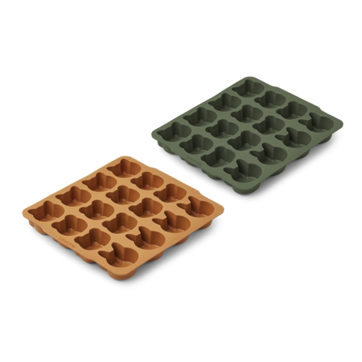 LIEWOOD - Juego de 2 moldes de silicona para cubitos de hielo Sonny Hunter Green Mustard Mix