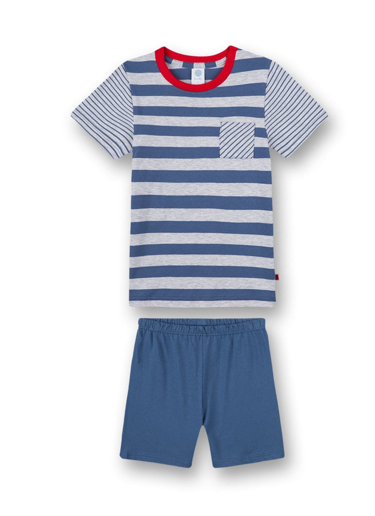 SANETTA - Erkek çocuk mavi çizgili kısa pijama 232563