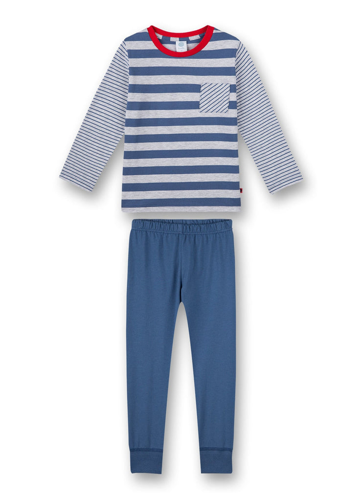SANETTA - Erkek çocuk pijamaları uzun mavi çizgili 232564