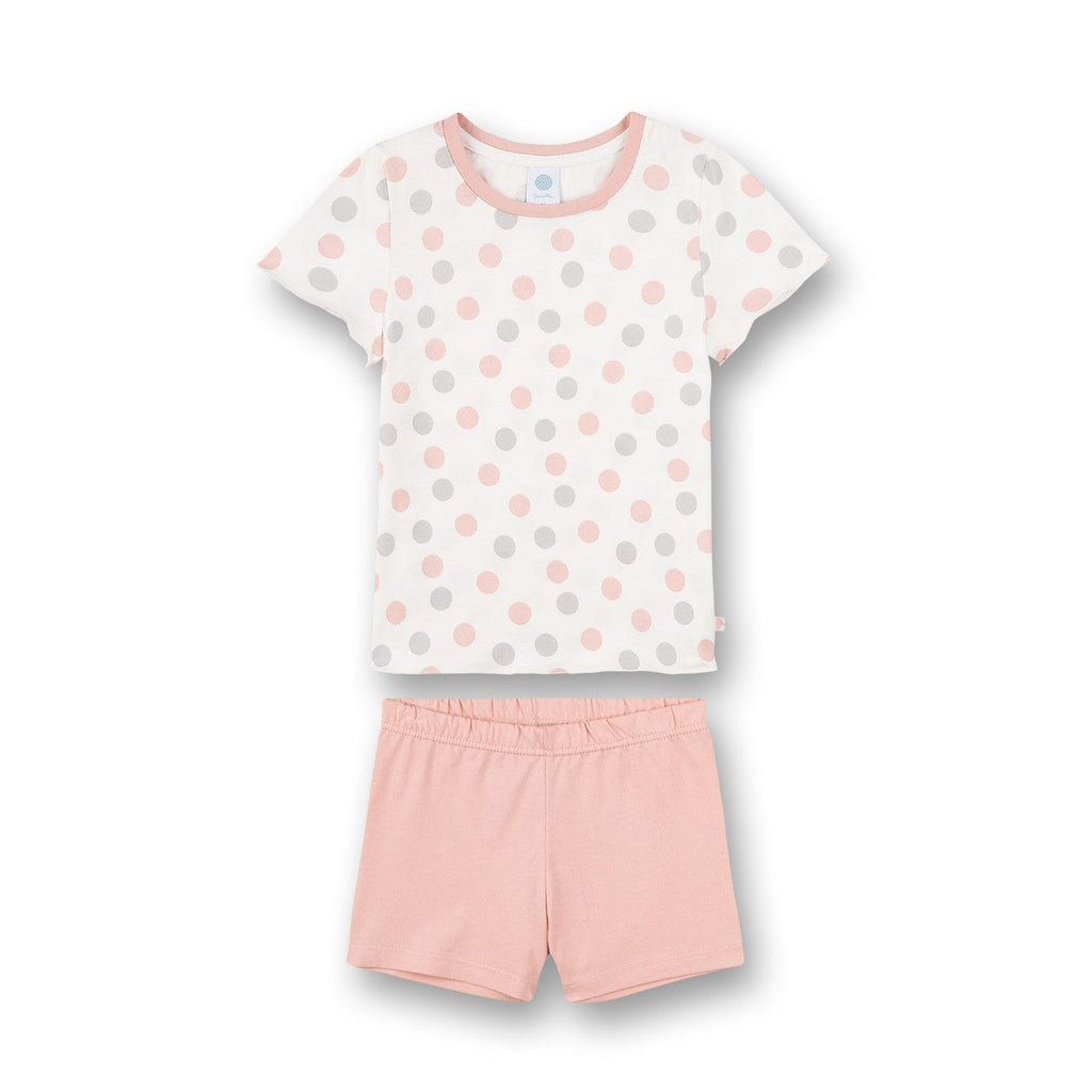 SANETTA - girls' pajamas white dots allover 232567