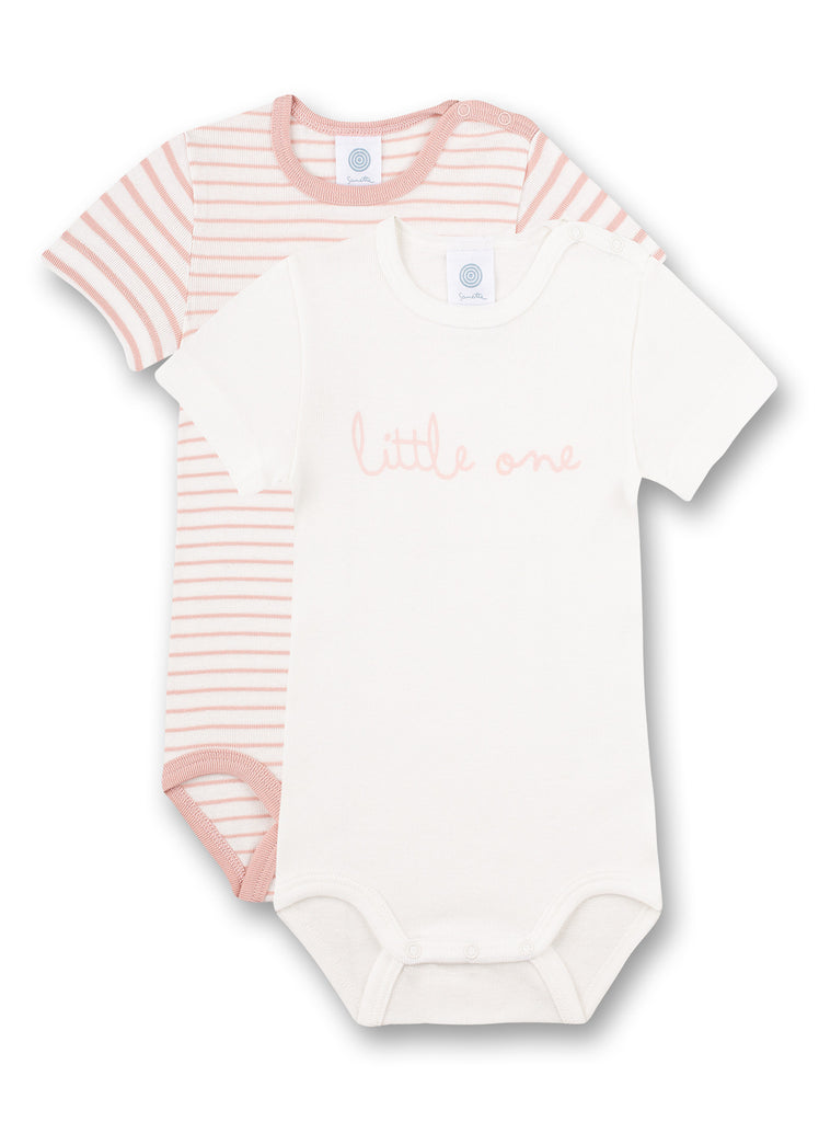Sanetta body short sleeve (twin pack) white and pink stripes 323045