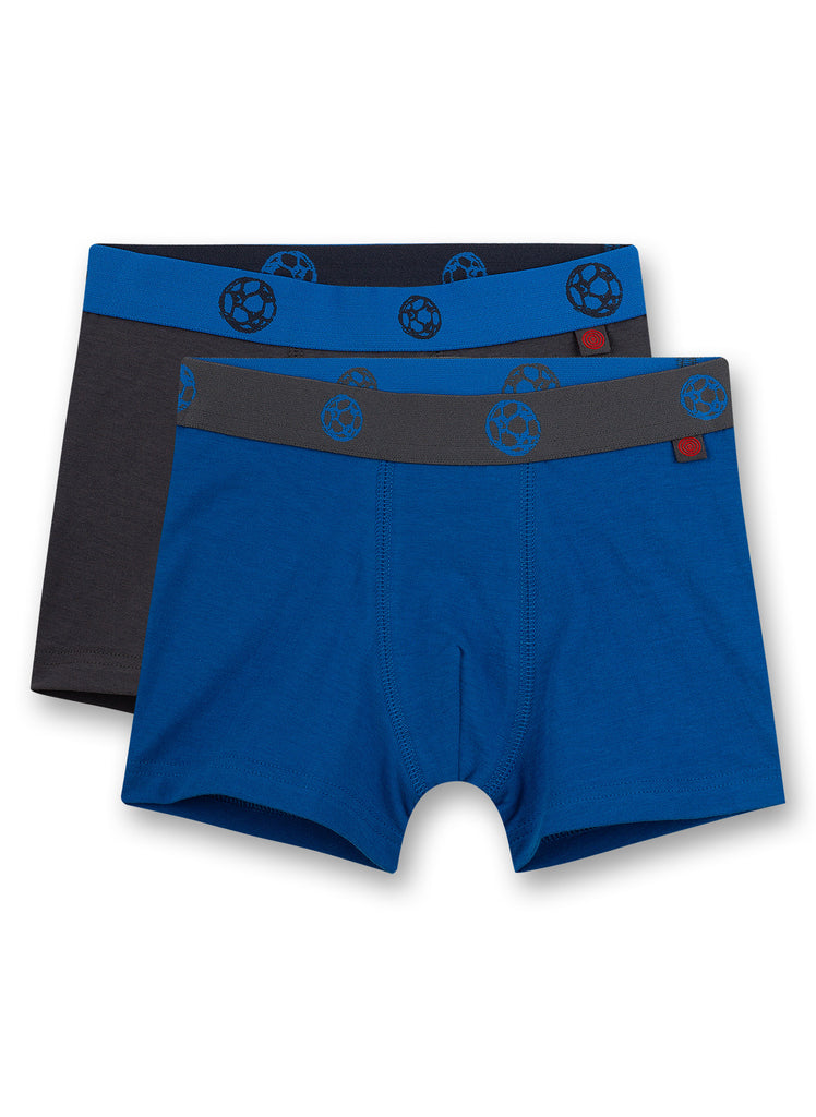 Sanetta Boy's Hip Shorts (Twin Pack) Bleu et Gris Foncé Football 335639