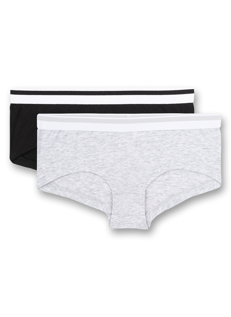 Sanetta girls' cut brief (double pack) gray melange and black 346598